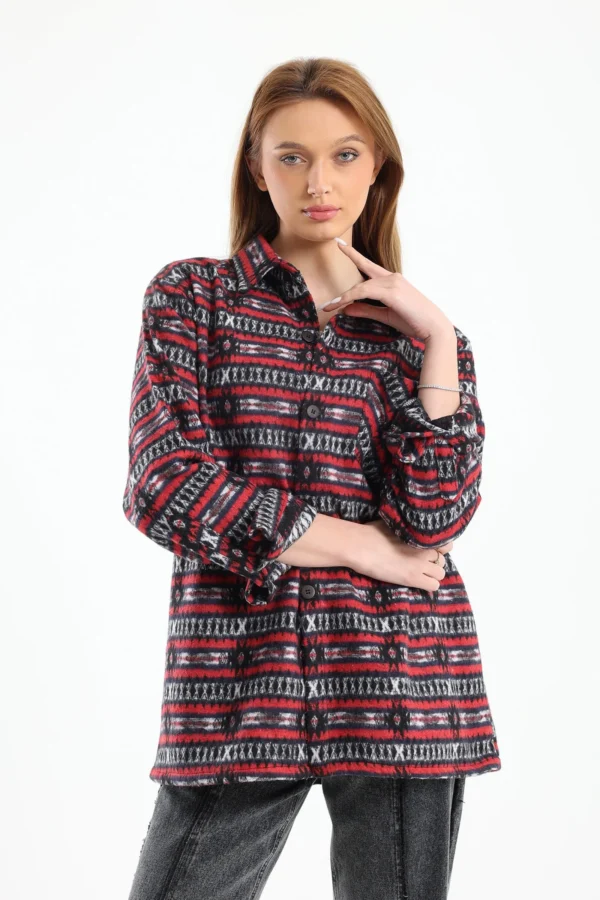 Striped Tribal Print Overshirt