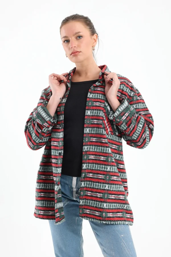 Striped Tribal Print Overshirt