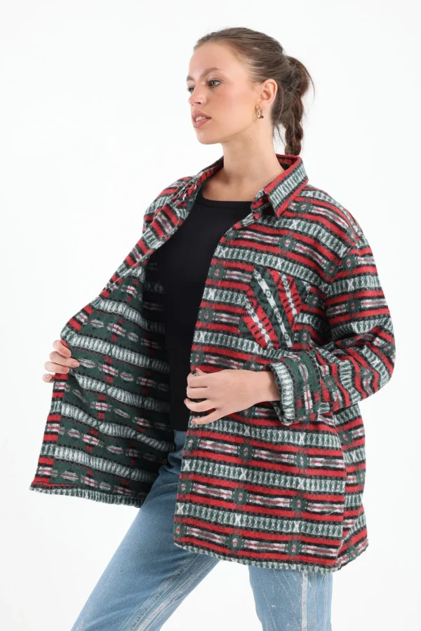 Striped Tribal Print Overshirt