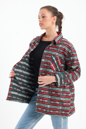 97-4.jpg Striped Tribal Print Overshirt
