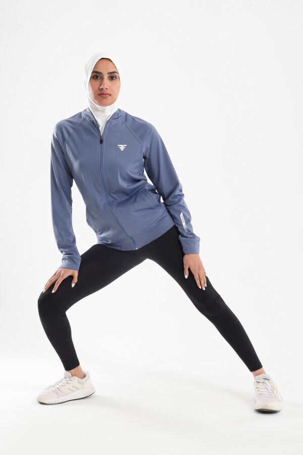 Classic stand up collar jacket in steel blue