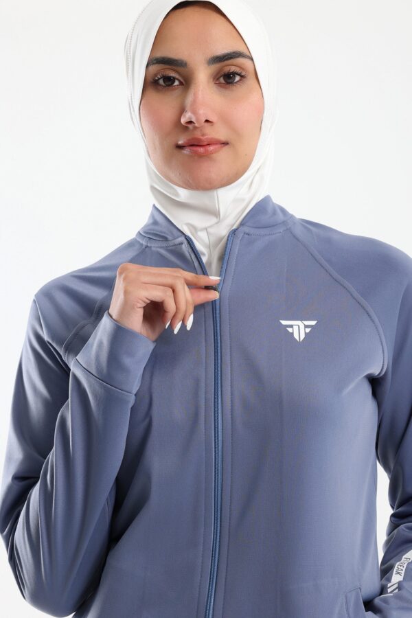 Classic stand up collar jacket in steel blue
