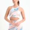 Ombre stripes high neck printed sports bra