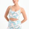 Colored camo multi strap printed sports bra