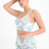 Colored camo multi strap printed sports bra
