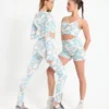 Colored camo slit printed leggings