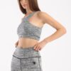 High neck sports bra in ash grey heather