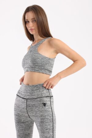 High neck sports bra in ash grey heather