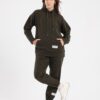 Matching hoodie and sweatpant set in olive