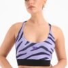 Back detail zebra printed sports bra in purple