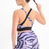 Back detail zebra printed sports bra in purple