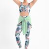 Green palm printed leggings