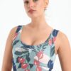 Green palm printed sports bra