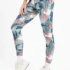 Green palm printed leggings