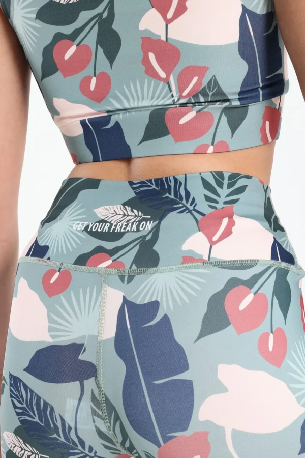 Green palm printed leggings
