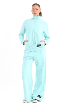 Chill oversized stand up collar set in baby blue