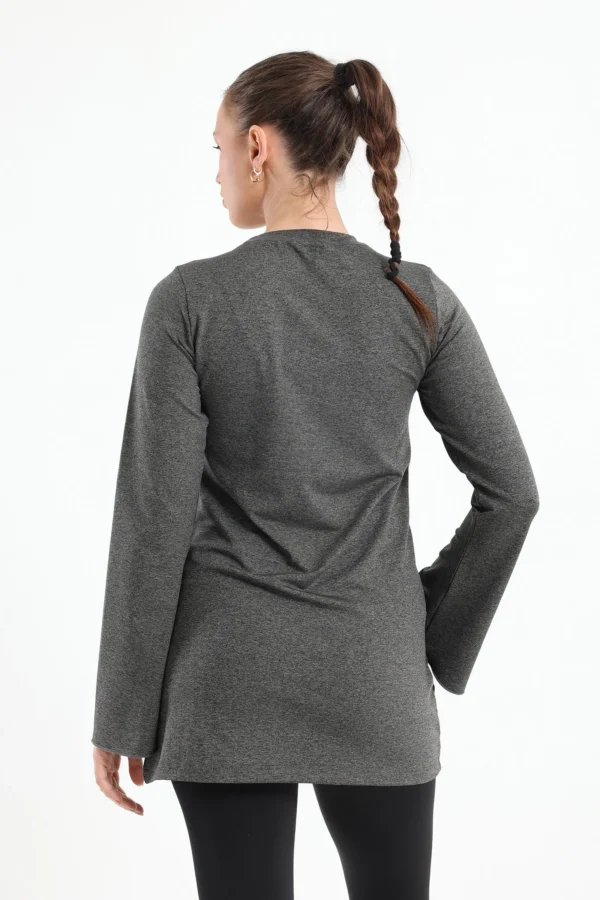 Training bell sleeve top in dark grey