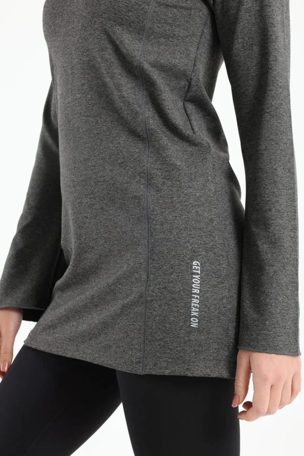 Training bell sleeve top in dark grey