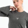 Training bell sleeve top in dark grey