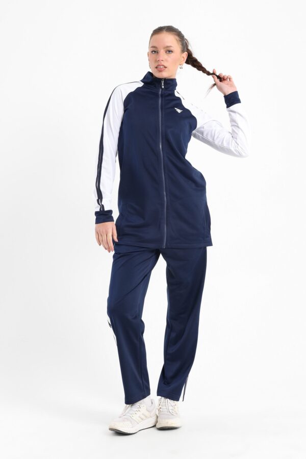 Classic stand up collar tracksuit in dark blue