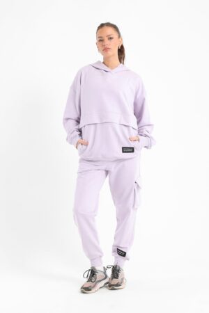 Chill oversized flap pocket cargo set in lilac