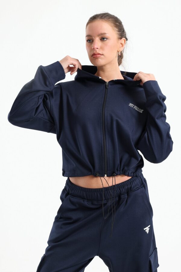 Dark blue basic cropped jacket