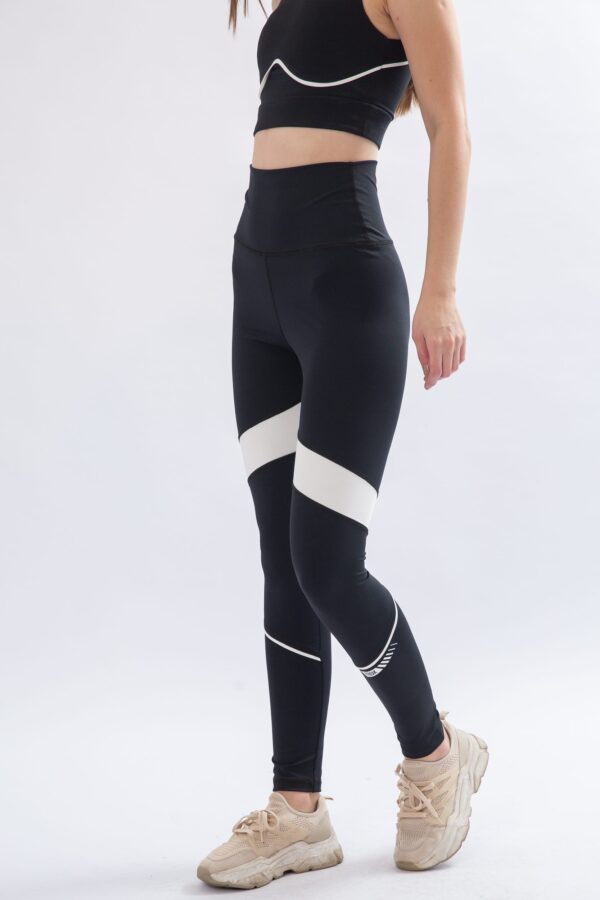 Black piping color block leggings