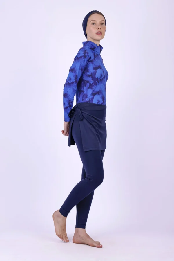 Tie dye print burkini set in dark blue