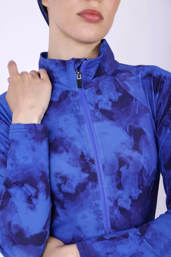 Tie dye print burkini set in dark blue