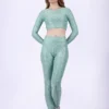 Mint camouflage long sleeve top