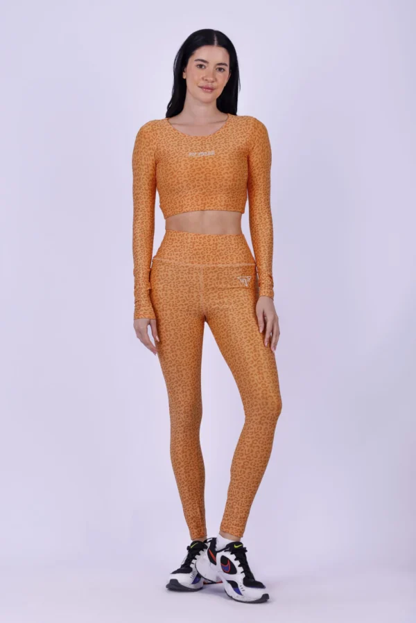 Apricot leopard long sleeve top