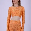 Apricot camouflage long sleeve top