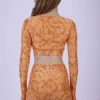 Apricot camouflage long sleeve top