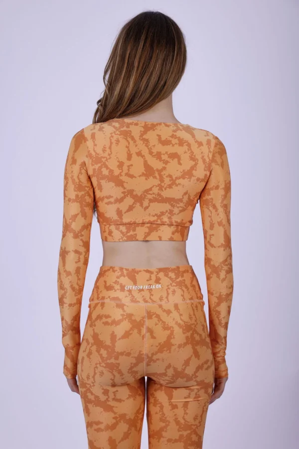 Apricot camouflage long sleeve top