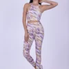 Colorful stripes printed capri leggings
