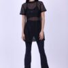 Mesh see-through black half sleeve top