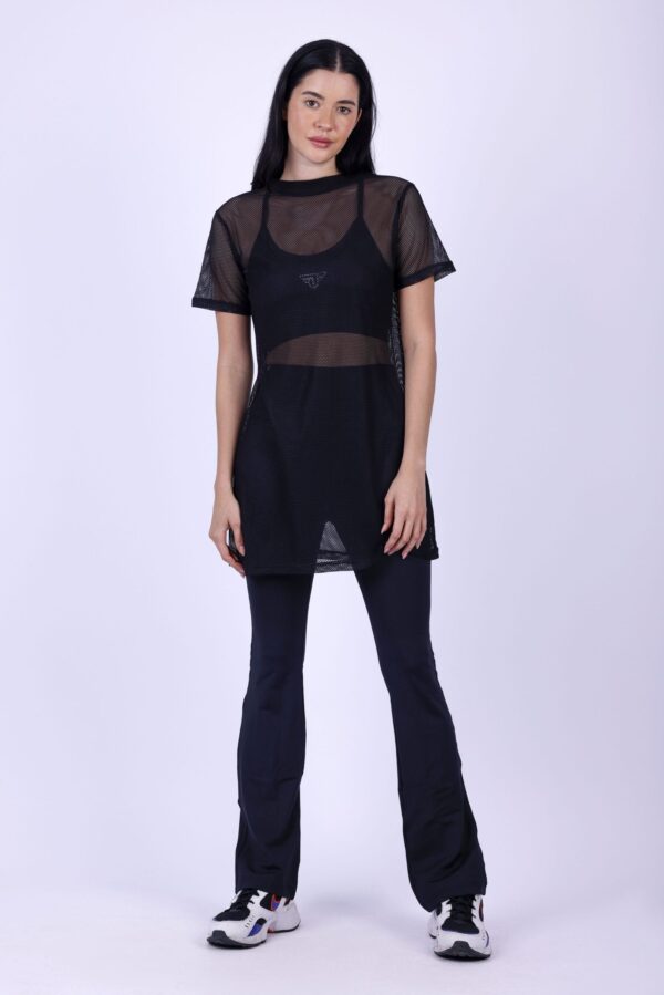 Mesh see-through black half sleeve top