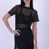 Mesh see-through black half sleeve top
